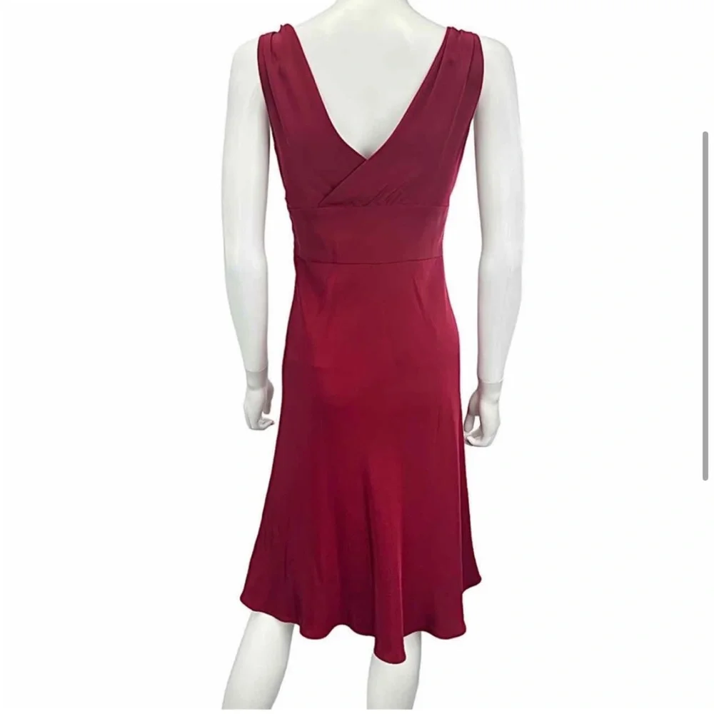 J CREW Women’s Burgundy Wrap Front Side Zipped Lined Sleeveless Tank Silk Dress